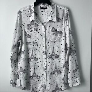 Forever 21 Black and White Eiffel Tower Print Shirt